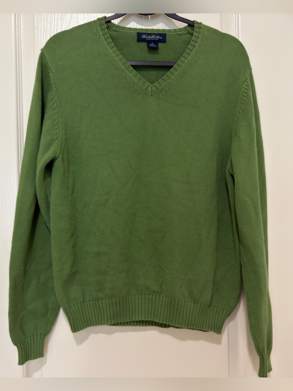 Brooks Brothers 100% Pima Cotton V-Neck Sweater Green Size Small